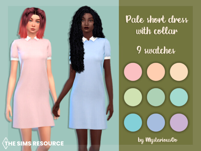 Sims 4 Pale short dress with collar by MysteriousOo at TSR
