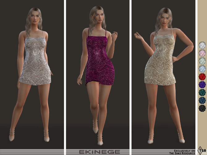 Sims 4 Strappy Sequin Mini Dress by ekinege at TSR