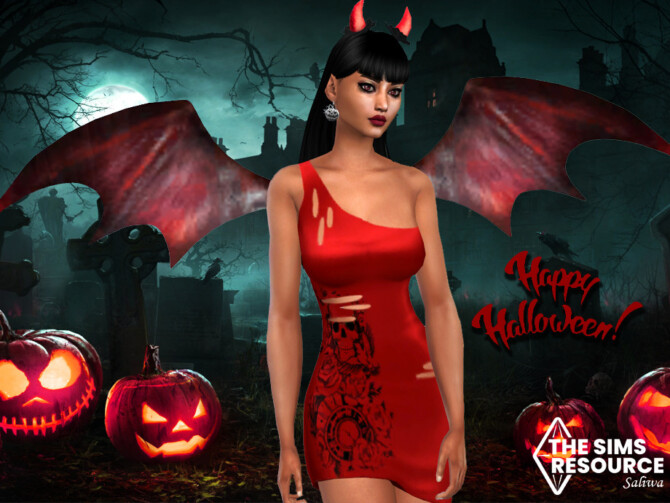 Sims 4 Halloween Girl Ripped Dress Costume by Saliwa at TSR