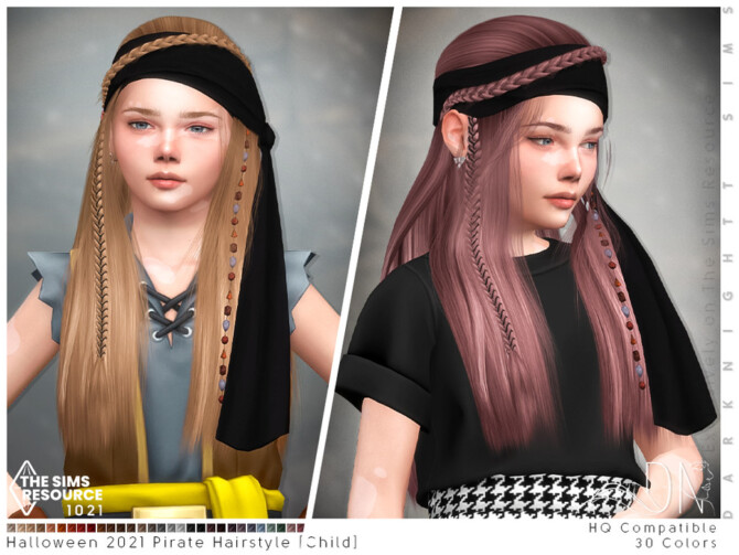 Sims 4 Halloween 2021   Pirate Hairstyle by DarkNighTt at TSR