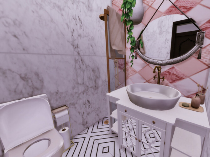 Sims 4 White Wine Art Deco Bathroom 2 by GenkaiHaretsu at TSR