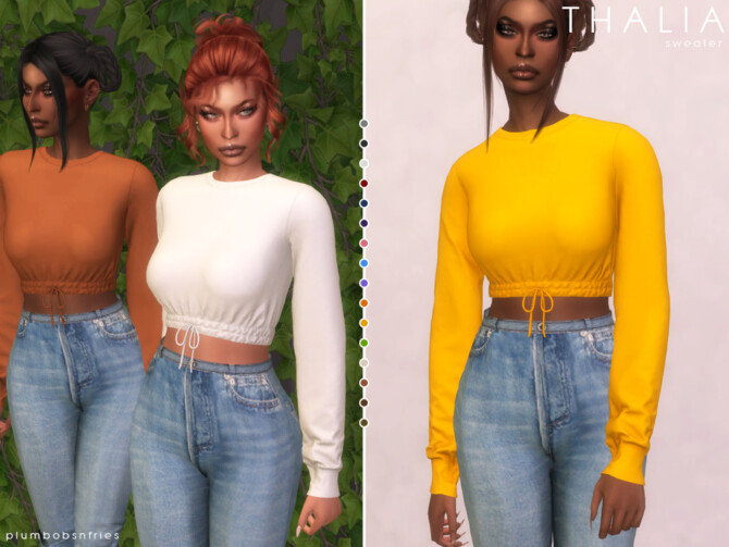 Sims 4 THALIA sweater by Plumbobs n Fries at TSR