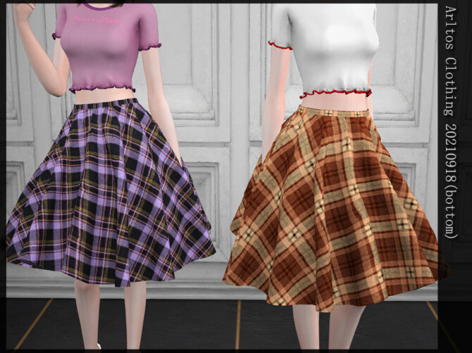 Sims 4 Tartan dress (bottom) 20211008 by Arltos at TSR