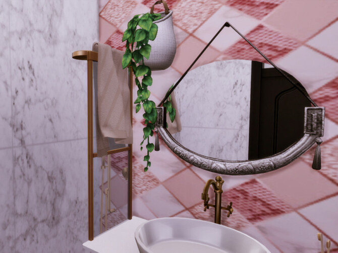 Sims 4 White Wine Art Deco Bathroom 2 by GenkaiHaretsu at TSR