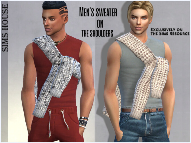 Sims 4 Mens sweater on the shoulders by Sims House at TSR