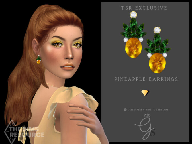 Sims 4 Pineapple Earrings by Glitterberryfly at TSR