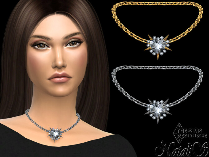 Sims 4 Spiked crystal heart necklace by NataliS at TSR