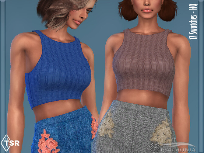Sims 4 Petite Cropped Racer Knit Tank by Harmonia at TSR