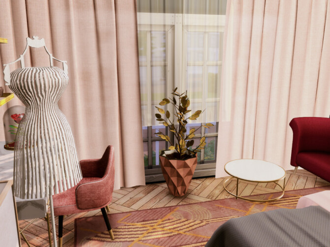 Sims 4 White Wine Art Deco Pink Teen Bedroom by GenkaiHaretsu at TSR