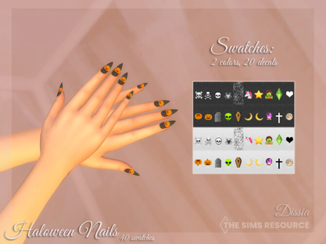 Sims 4 Haloween Nails by Dissia at TSR