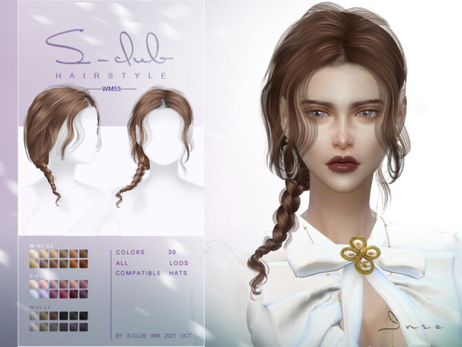 Sims 4 Braid Mi Long curly hairstyle (Ines) by S Club at TSR