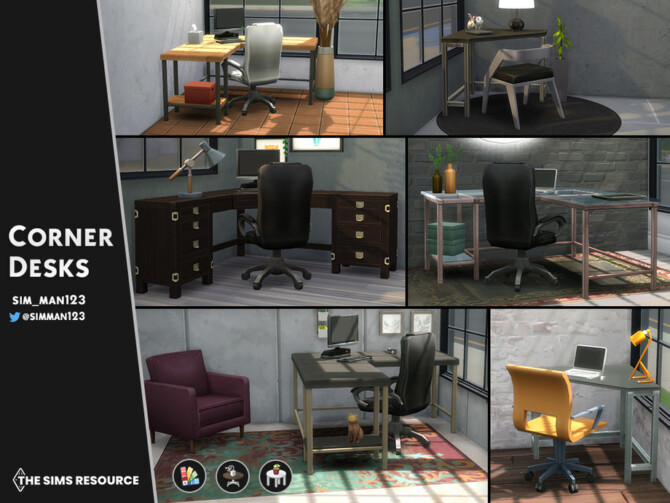 Sims 4 Corner Desks by sim man123 at TSR