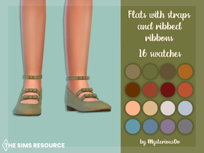 Sims 4 Flats with straps and ribbed ribbons by MysteriousOo at TSR