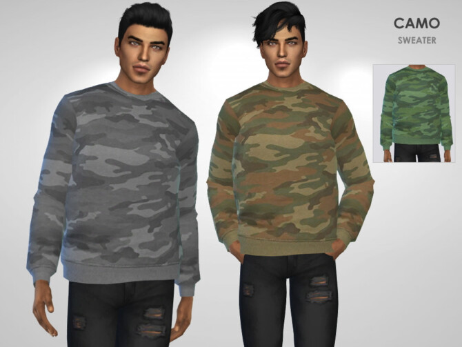 Sims 4 Camo Sweater by Puresim at TSR
