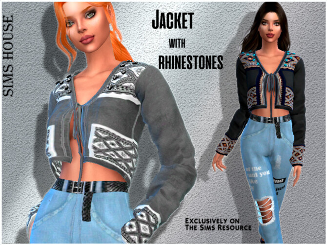 Sims 4 Jacket with rhinestones by Sims House at TSR