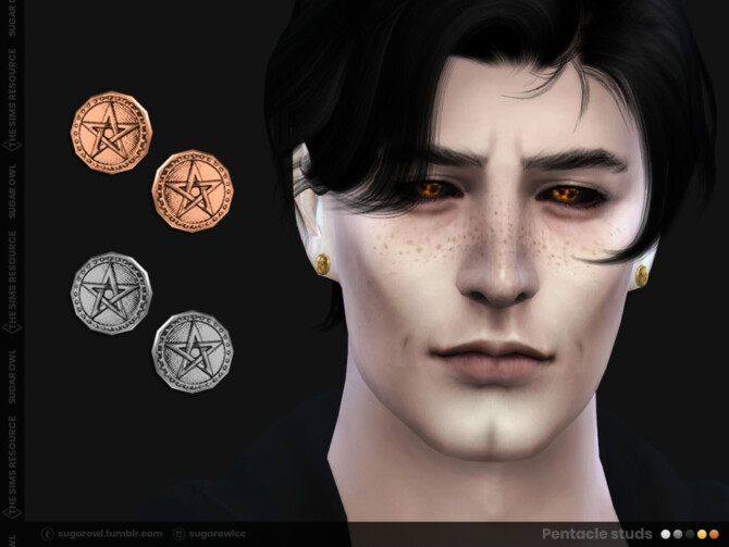 Sims 4 Pentacle studs for male and female by sugar owl at TSR