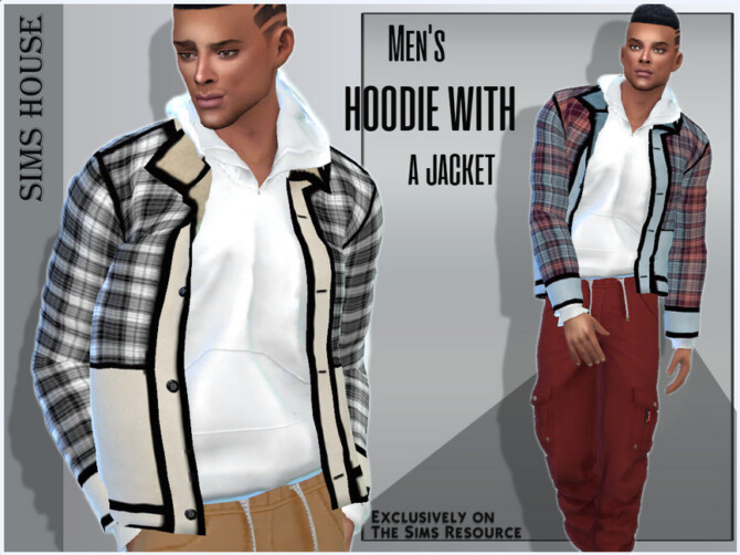 Sims 4 Mens hoodie with a jacket by Sims House at TSR