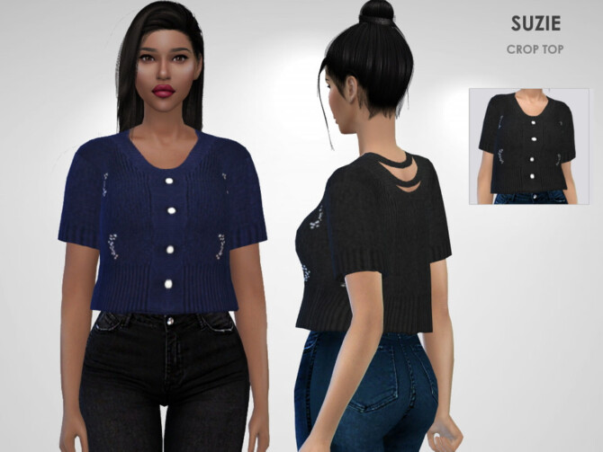 Sims 4 Suzie Crop Top by Puresim at TSR
