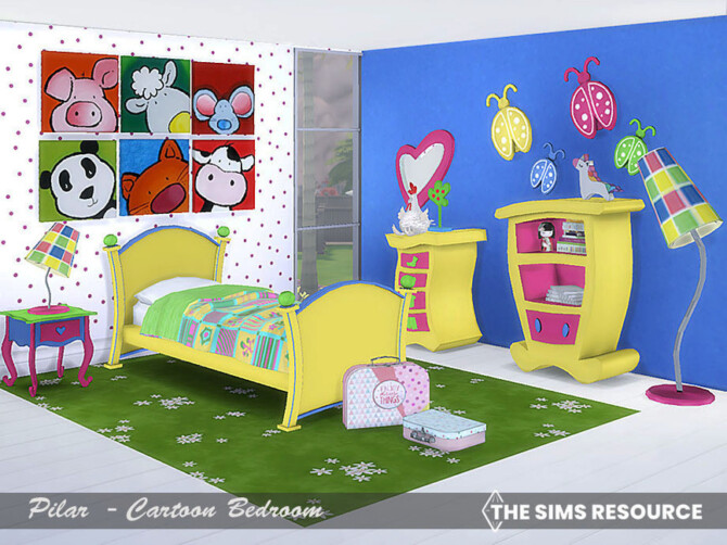 Sims 4 Cartoon Bedroom Kids y Toddler by Pilar at TSR