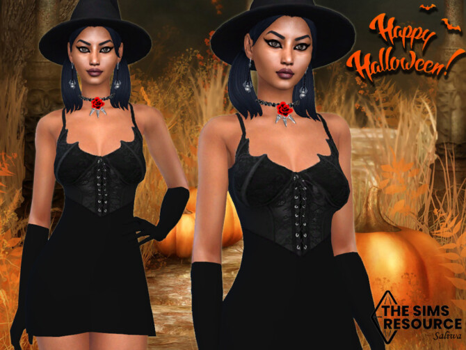 Sims 4 Halloween Witch Costume with Gloves by Saliwa at TSR