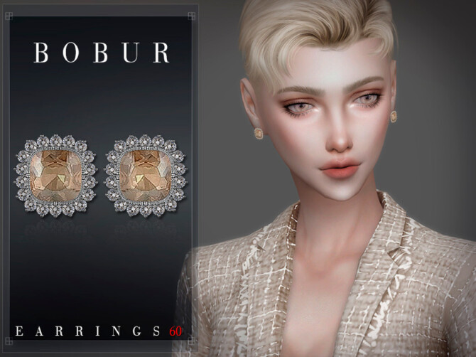 Sims 4 Emerald and diamond earrings by Bobur3 at TSR