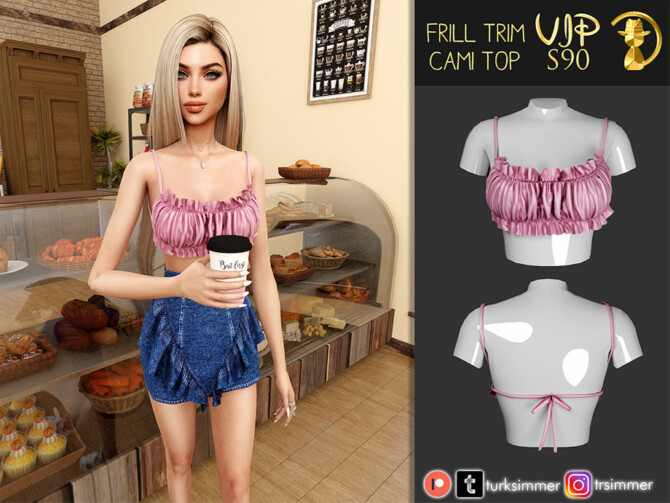 Sims 4 Frill Trim Cami Top S90 by turksimmer at TSR