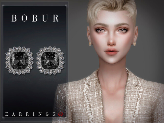 Sims 4 Emerald and diamond earrings by Bobur3 at TSR