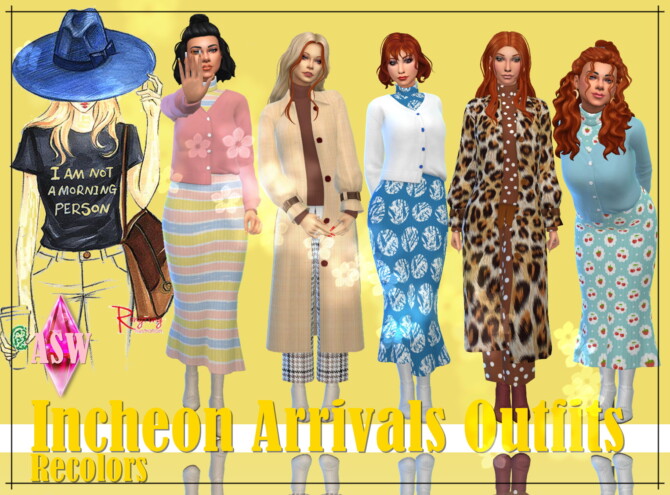 Sims 4 Incheon Arrivals Kit Outfits Recolors at Annett’s Sims 4 Welt