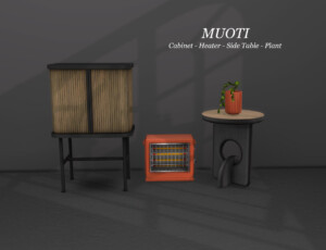 Muoti Set: cabinet, heater, side table & plant at Leo Sims