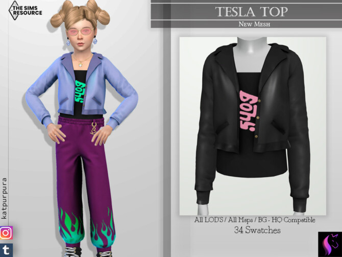 Sims 4 Tesla Top by KaTPurpura at TSR