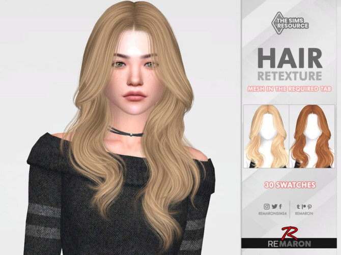 Sims 4 Centre parting curly LL 99 Hair by remaron at TSR