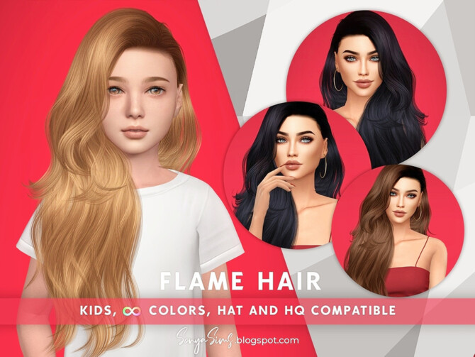 Sims 4 Flame Hair for KIDS by SonyaSimsCC at TSR