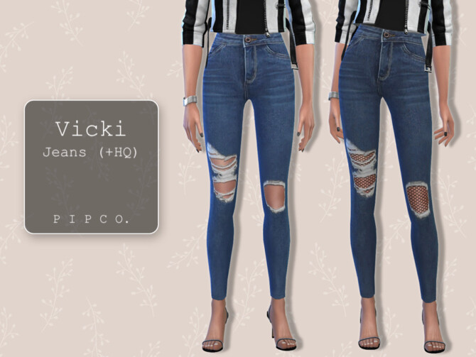 Sims 4 Vicki Jeans (Ripped) by Pipco at TSR