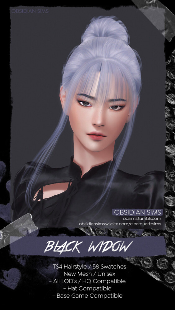 Sims 4 BLACK WIDOW HAIRSTYLE at Obsidian Sims