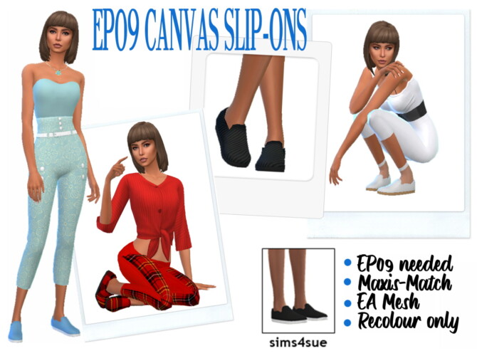 Sims 4 EP09 CANVAS SLIP ONS at Sims4Sue