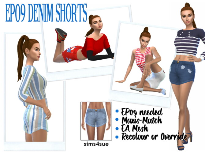 Sims 4 EP09 DENIM SHORTS at Sims4Sue