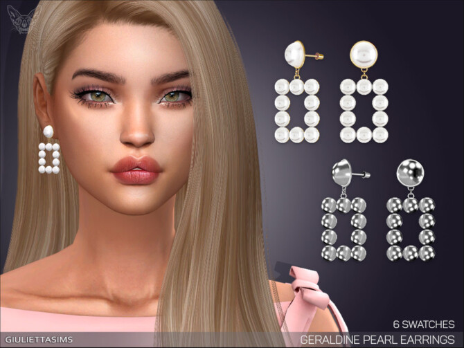 Sims 4 Geraldine Pearl Earrings by feyona at TSR