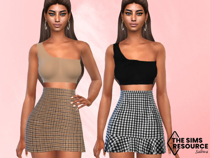 Sims 4 Plaid Skirt Outfits by Saliwa at TSR