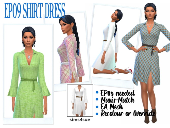 Sims 4 EP09 SHIRT DRESS at Sims4Sue
