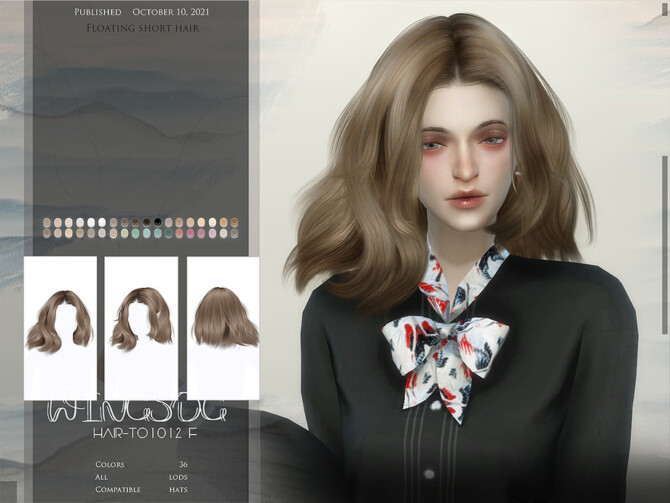 Sims 4 WINGS TO1012 Floating short hair by wingssims at TSR