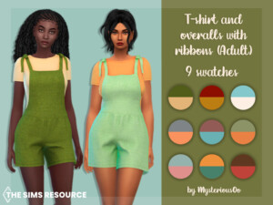 T-shirt and overalls with ribbons Adult by MysteriousOo at TSR