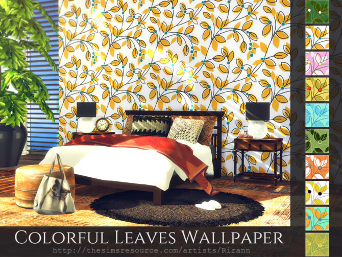 Sims 4 Colorful Leaves Wallpaper by Rirann at TSR