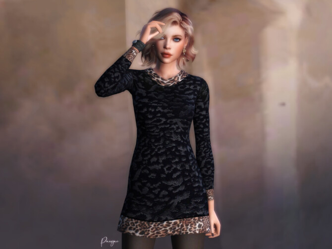 Sims 4 LeoPrint Dress by Paogae at TSR