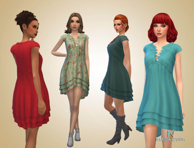 Sims 4 Ladies Dress Ruffle at My Stuff Origin