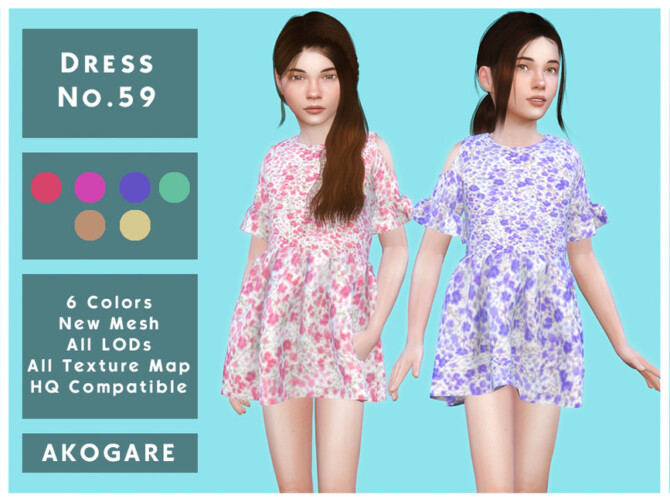 Sims 4 Dress No.59 by  Akogare  at TSR