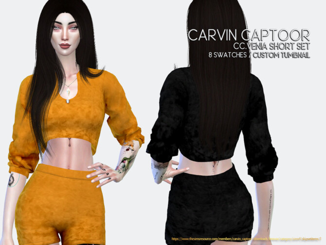 Sims 4 Venia Short Set by carvin captoor at TSR