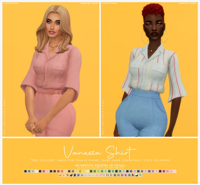 Sims 4 VANESSA SHIRT at Candy Sims 4