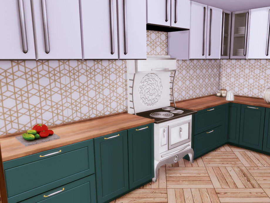 White Wine Art Deco Kitchen by GenkaiHaretsu at TSR » Sims 4 Updates