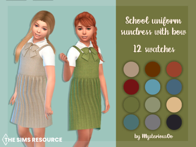 Sims 4 School uniform sundress with bow by MysteriousOo at TSR