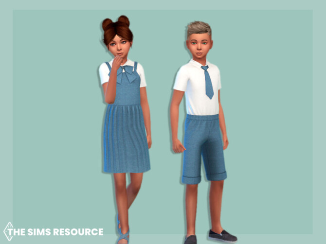 Sims 4 School uniform sundress with bow by MysteriousOo at TSR